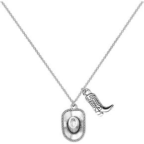 Western Cowboy Boots Necklace for Women Cowgirl Boot Necklace 14K Gold Plated Cowboy Hat Pendant Necklace Western Style Jewelry Gifts