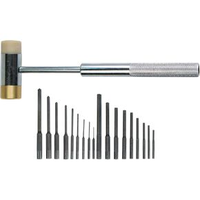 Wheeler Master Roll Pin Punch Set with Dual Sided Hammer, Roll Pin Punches and Starters, Storage Case for Gunsmithing, silver