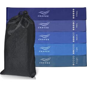 Loop Resistance Band Blue Set (5-Pack) - 100% Natural Latex, High Elasticity, Diverse Tensions - Compact & Travel-Friendly with Carry Case