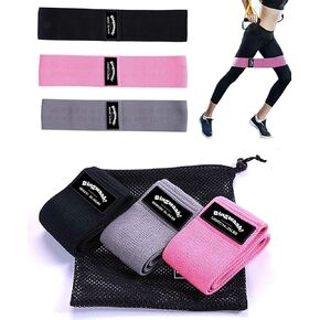 Fabric Resistance Bands for Full-Body Muscles - Adjustable 14-45 lbs Workout Bands, Lightweight & Portable with Travel Bag - Ideal for Strength Training, Yoga, and Pilates - Pink/Grey/Black