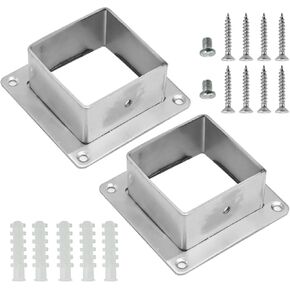 4 Pcs (2" x 2") Silver Square Flange Bases,Anchor Square Post Heavy Duty Post Brackets for Railing Fence Deck Support