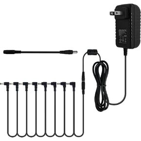 Guitar Pedal Power Supply Adapter 9V DC 1A/2A 2000ma Tip Negative 8 Way Daisy Chain Cables for Guitar Effect Pedals，Suitable for Most Guitar Effects Pedals