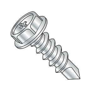 Small Parts 0806KPW Steel Self-Drilling Screw, Zinc Plated Finish, Hex Washer Head, Phillips Drive, #2 Drill Point, #8-18 Thread Size, 3/8" Length (Pack of 100)