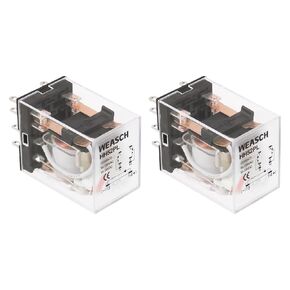 2Pcs Electromagnetic Power Relay, HH52P, AC 110V Coil, DPDT 2NO 2NC, 8 Pins, 5 AMP, with LED Indicator Light (2)