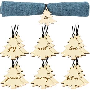 12 قطعة من منديل عيد الميلاد خواتم الشجرة من منديل الأشجار الخشب خواتم العطلة من منديل رينغز ريفي حامل منديل الخاتم in Kuwait