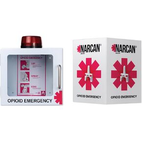NARCAN Nasal Spray Wall Unit Kit - Unit Includes Wall Cabinet with Alarm, Wayfinding Signage, Directions for Use Poster