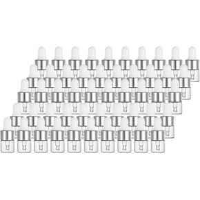 50 Pcs Mini Glass Dropper Bottle Lab Dropping Bottles Essential Oil Dropper Bottles Cosmetic Sample Vials Dropping Sample Containers Eye Dropper Dispenser (Silver-Clear, 1ML)