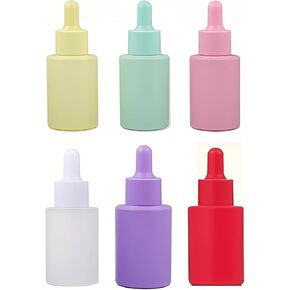 6Packs 1Oz Colorful Glass Dropper Bottle Essential Oil Bottles Empty Color-coated Dropper Bottles Eye Dropper Bottles Thick Droppers Pipette Bottles for Essential Oils, Cuticle Oils, Body Oils