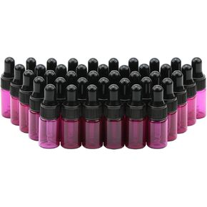 Dropper Bottle Set 3ml Pink Glass Dropper Bottle With Black Rubber Cover Tapered Glass Droppers (Pack of 40)