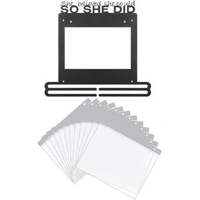 حامل الميداليات عرض شماعات الكأس عداء إطار الميدالية الأسود للجمباز ، حامل الميداليات ميداليات رف وحامل الجوائز مع 12 قطعة حقائب حماية الميداليات للرياضيين المصارعة الرياضية in Kuwait