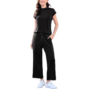 Totatuit Women's 2 Piece Lounge Set Summer Outfits Travel Airport Tracksuit Wide Leg Loungewear