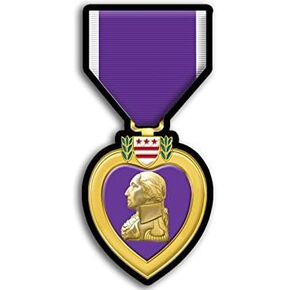 Purple Heart Award Sticker (Wounded Armed Services Valor Medal Award Vinyl, Veterans Vets Sacrifice Military Decal for Cars, Trucks, Laptops, Made in The USA (2 x 4 inch)