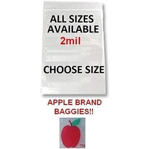 1000 PACK APPLE BRAND BAGGIES MINI 2mil CLEAR BAGS 1000 resealable plastic (2020 Black)