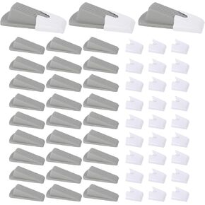 30 Pcs Door Stoppers for Bottom of Door Rubber Door Stop Wedge with Holder Doorstop for Home Office Dorm Classroom Garage on Carpet, Concrete or Wooden Floor