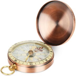 Metal Compass Pocket Watch Compass Portable Flip Compass with Hanging Loop Suitable for Camping Hiking and Boating