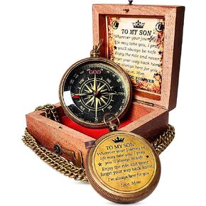 لابني البوصلة مع صندوق خشبي للتخرج ، عيد ميلاد ، المعمودية ، التأكيد ، والتواصل in Kuwait