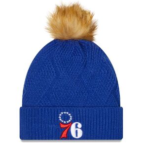 New Era Women Philadelphia 76ers Snowy Knit Cuffed Pom Beanie Blue