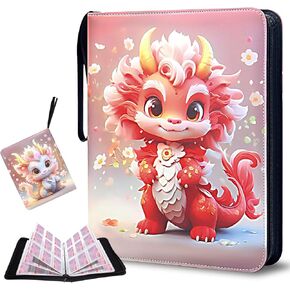 Card Binder for Pokemon 900 Pockets, Trading Card Binder 9-Pocket Card Holder Binder fits 900 Cards with 50 Removable Card Sleeves and Zipper Card Collection Binder for Boys and Girls Organized