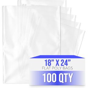 1 Mil LDPE Poly Bags, 18" x 24", Pack of 100, Clear