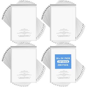 200 Count 18 x 24 Inch Clear Poly Bags with Suffocation Warning 1.5 Mil Self Seal Plastic Bags for Packaging Large Clear Cellophane Shipping Bags Permanent Adhesive for Clothing Shirts Pants in Kuwait