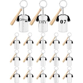 Taiyin 18 Set Large Size Baseball Jersey Acrylic Keychain Bulk Baseball Wooden Bat for Sublimation Vinyl Sticker DIY Crafting for Baseball Team Gift Party Goody Bag Favors Christmas Tree Ornaments