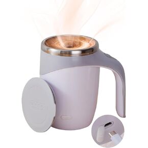 Automatic Stirring Coffee Mug, Rechargeable Automatic Stirring Coffee Mug, Electric Fun Automatic Stirring Mug, Stainless Steel Travel Coffee Mug for Office Use (White)