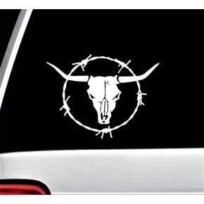 Longhorn Bull Cow Skull Barb Barbed Wire Decal Sticker H1093
