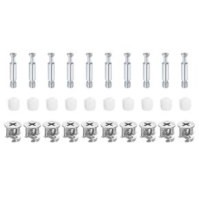 uxcell 10Set 15x14mm Furniture Cam Lock Fitting with 5.8x32mm Dowel Fasteners, 3-in-1 Metal Furniture Board Connecting Screws Bolts Assortment Kit for Cabinets Chairs Drawer