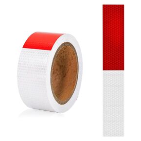 Trailer Reflective Tape 2 Inch x 33 FT Red White Waterproof Self Adhesive Auto Safety Tape Conspicuity Reflector Tape for Truck, Vehicle