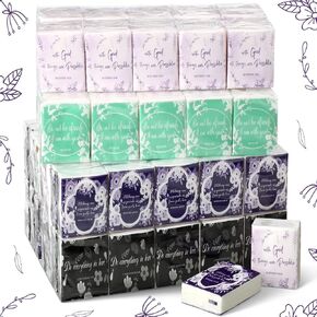 120 Pack Christian Pocket Tissue Travel Size Bible Verse Facial Tissues Bulk Scripture 3 Ply Small Individual Tissue Wallet Size Prayer Inspirational Tissue for Religious Christmas Gift(Cool Color)