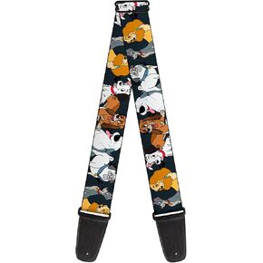 Buckle-Down Disney Guitar Strap, Disney Dogs Group Collage Paws Gray Black, 2 Inches Wide