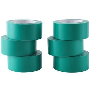 Lichamp 6 Piece Green Vinyl Safety Tape 2 inch, Heavy Duty 6 Mil Thick PVC Tape Bulk Multi Pack, 2 inch x 36 Yards x 6 Rolls (216 Total Yards)