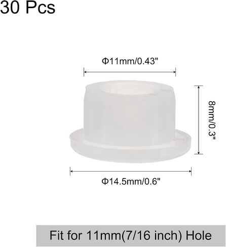 uxcell 30pcs Hole Plugs, Heat Resistant Silicone Flush Type Fastener Hole Cover Plug for 11mm(7/16 Inch) Hole, Round Snap Locking Tubing Plug Hole for Furniture Cabinet, White in Saudi Arabia