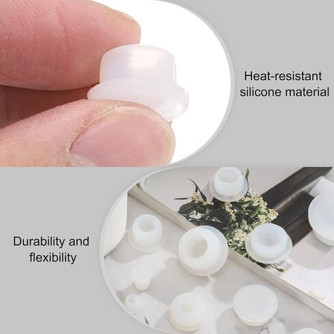 uxcell 30pcs Hole Plugs, Heat Resistant Silicone Flush Type Fastener Hole Cover Plug for 11mm(7/16 Inch) Hole, Round Snap Locking Tubing Plug Hole for Furniture Cabinet, White in Saudi Arabia