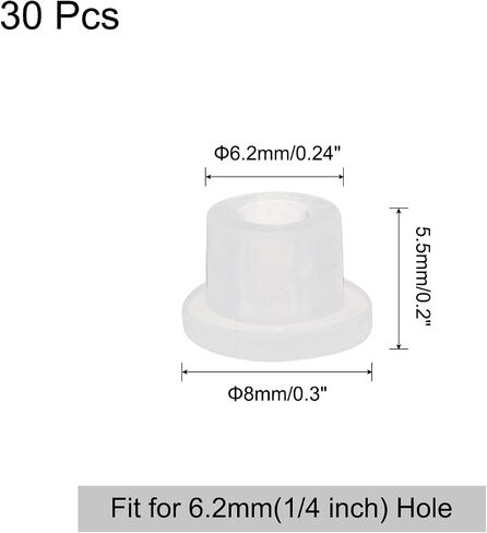 uxcell 30pcs Hole Plugs, Heat Resistant Silicone Flush Type Fastener Hole Cover Plug for 11mm(7/16 Inch) Hole, Round Snap Locking Tubing Plug Hole for Furniture Cabinet, White in Saudi Arabia