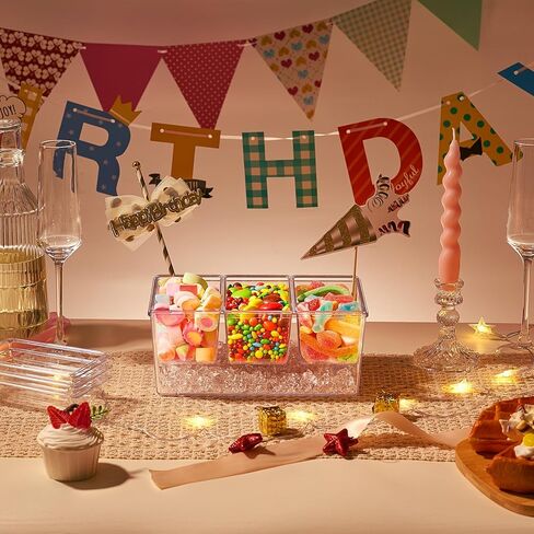 علبة بهارات مبردة بالثلج من لايف ويت مع 3 حاويات (2.5 كوب)، خادم بهارات مع أغطية منفصلة، ​​طبق صينية تقديم مع أطباق قابلة للإزالة لإكسسوارات البار، الفاكهة، السلطة، التاكو، تزيين الحفلات in Kuwait