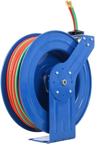 بكرة خرطوم اللحام قابلة للسحب، خرطوم 1/4 بوصة بطول 100 قدم، خراطيم مطاطية للأكسجين والأسيتيلين، STD Duty Max 200PSI أداة بكرة لحام مزدوجة خرطوم مزدوج، هيكل صناعي عالي التحمل بذراع واحد in Kuwait