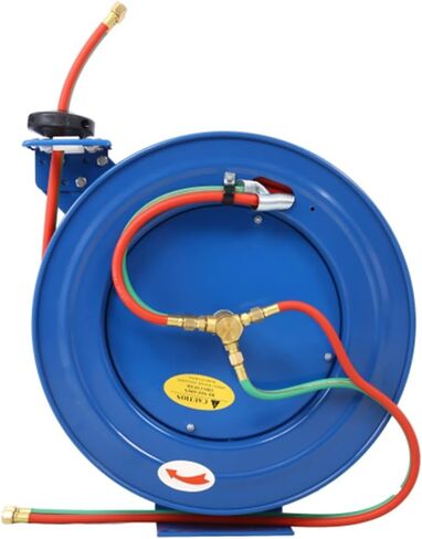 بكرة خرطوم اللحام قابلة للسحب، خرطوم 1/4 بوصة بطول 100 قدم، خراطيم مطاطية للأكسجين والأسيتيلين، STD Duty Max 200PSI أداة بكرة لحام مزدوجة خرطوم مزدوج، هيكل صناعي عالي التحمل بذراع واحد in Kuwait