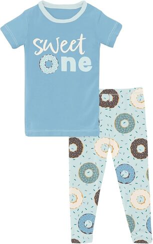 KicKee Pants Graphic Tee Short Sleeve Pajama Set, Baby to Kid, Super Soft Bamboo Viscose Fitted Pajamas in Saudi Arabia