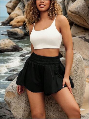 Women's High Elastic Waist Track Shorts Casual Quick Dry Athletic Workout Shorts Lounge with Pocket in Saudi Arabia