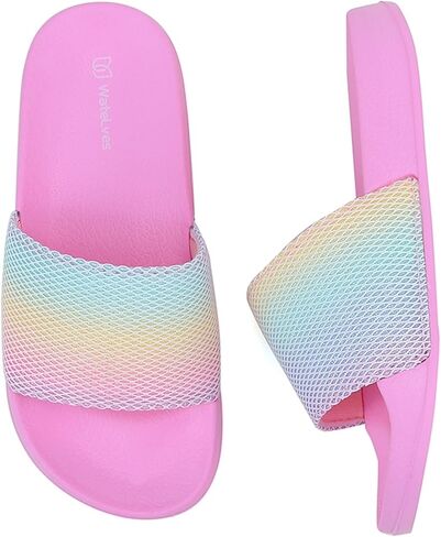 WateLves Girls Sandals Boys Slide Sandals Kids Summer Slippers Slip On Sandals for Outdoor Beach Pool Shower (Glitter Scales,30) in Saudi Arabia