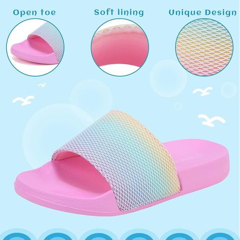 WateLves Girls Sandals Boys Slide Sandals Kids Summer Slippers Slip On Sandals for Outdoor Beach Pool Shower (Glitter Scales,30) in Saudi Arabia