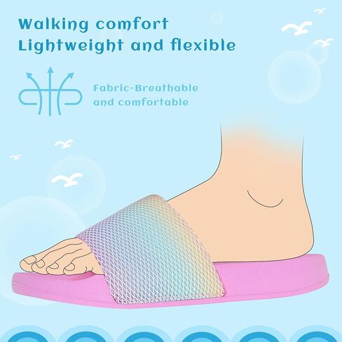 WateLves Girls Sandals Boys Slide Sandals Kids Summer Slippers Slip On Sandals for Outdoor Beach Pool Shower (Glitter Scales,30) in Saudi Arabia