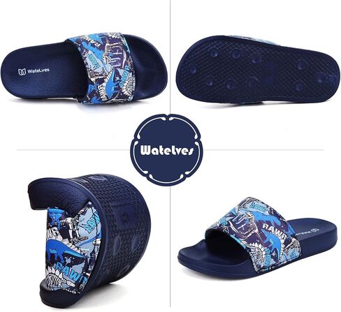 WateLves Girls Sandals Boys Slide Sandals Kids Summer Slippers Slip On Sandals for Outdoor Beach Pool Shower (Glitter Scales,30) in Saudi Arabia