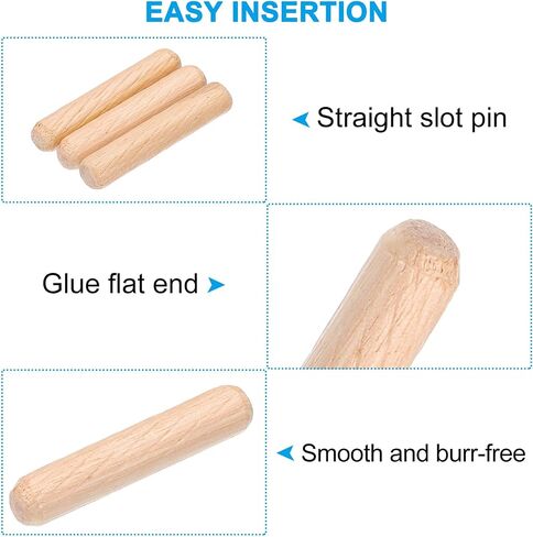 PATIKIL 1/4 Wooden Dowel Pins, 144 Pcs M6x30mm Wood Dowel Pins Hardwood Pegs Fluted Groove Easy Insertion for Crafts Furniture Door Art in Saudi Arabia