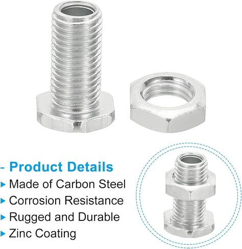 PATIKIL M10x30mm Hex Bolts and Nuts Kit, 10 Set Fine Thread Hollow Screws Assortment Hexagon Head Screw Through Hole Bolt Chandelier Fasteners in Saudi Arabia