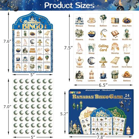 Ramadan Bingo Game for Kids Eid Mubarak Bingo Cards for Muslim Party Favors Family Classroom Activities Supplies 24 Players in Saudi Arabia