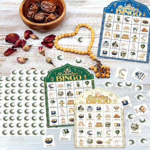 Ramadan Bingo Game for Kids Eid Mubarak Bingo Cards for Muslim Party Favors Family Classroom Activities Supplies 24 Players in Saudi Arabia