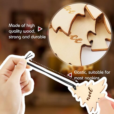 12 قطعة من منديل عيد الميلاد خواتم الشجرة من منديل الأشجار الخشب خواتم العطلة من منديل رينغز ريفي حامل منديل الخاتم in Kuwait