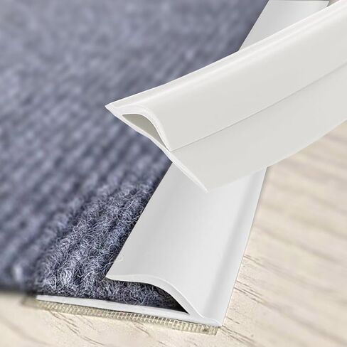 Flooring Transition Strips, Flexible Floor Transition Strip from Carpet to Tile, Flexible Rug Edge Protector for Doorway,Self Adhesive Cuttable Carpet Edge Trim Strip（White 10ft） in Kuwait